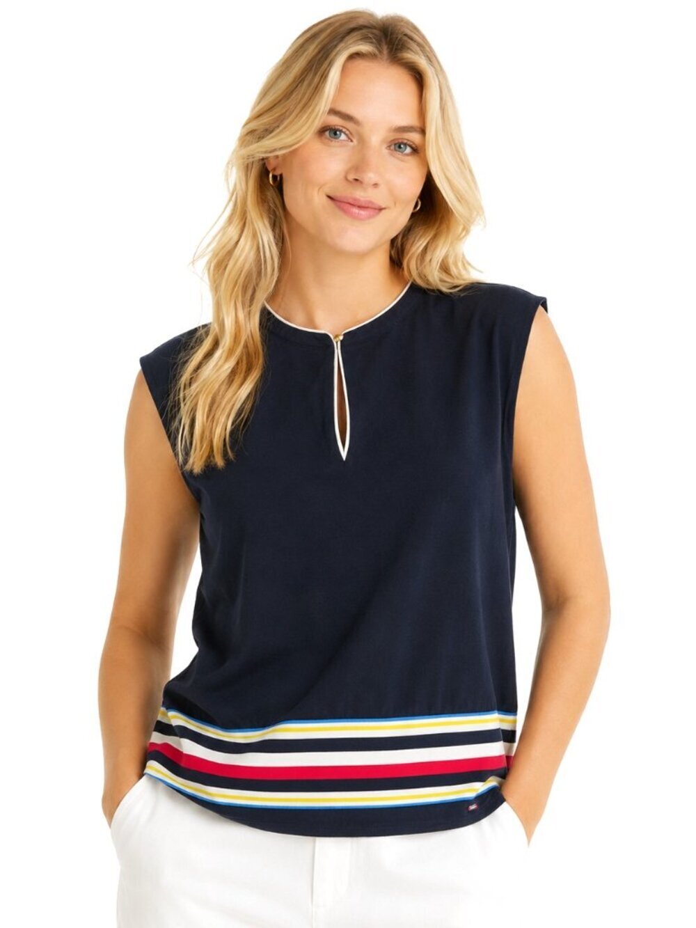 Tommy Hilfiger Navy Blue Stripe Sleeveless Top